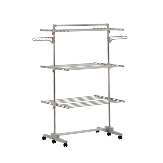 3-Tier Foldable Clothes Drying Rack with Hanging Pole