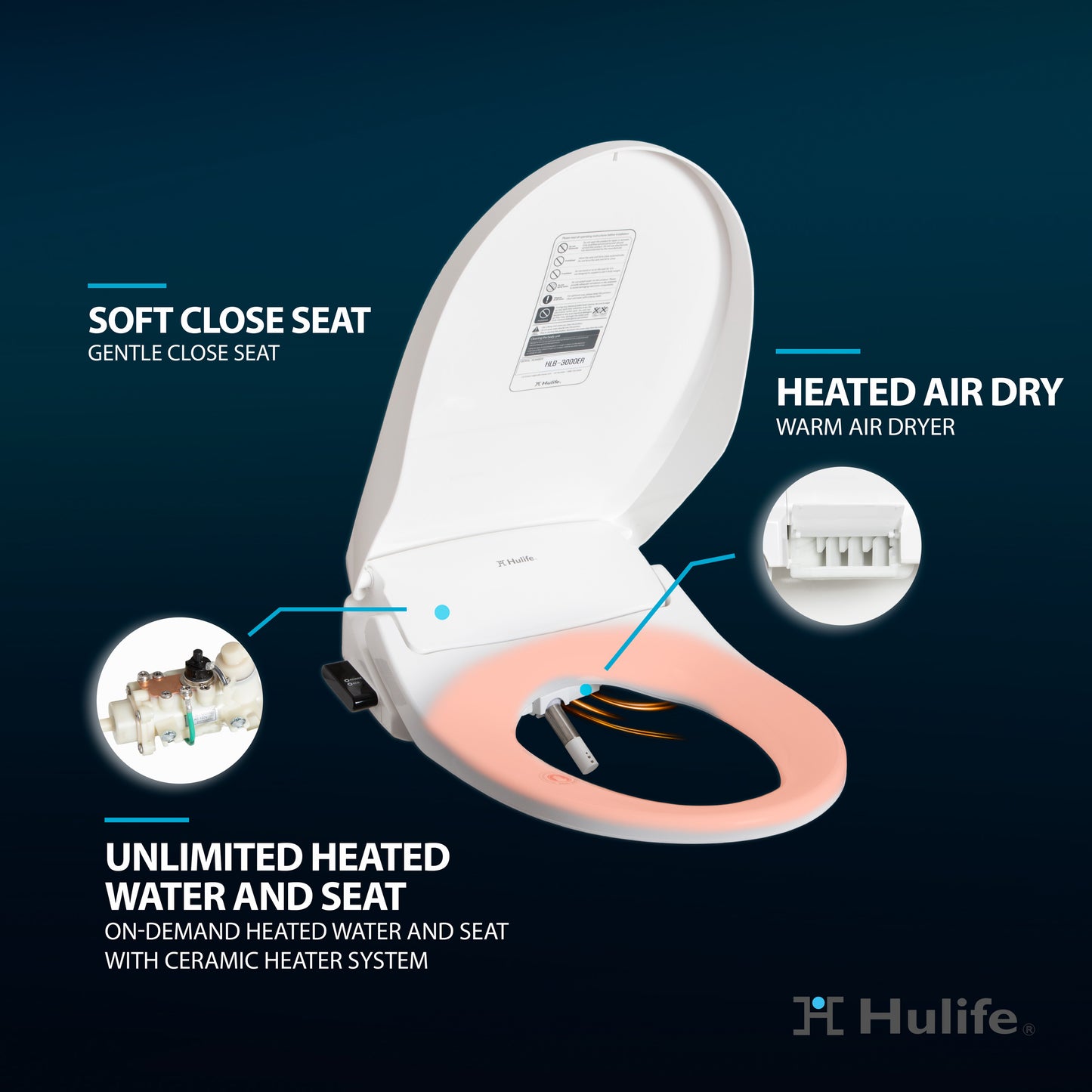 HLB-3000ER Wireless Remote Control Electric Bidet Seat