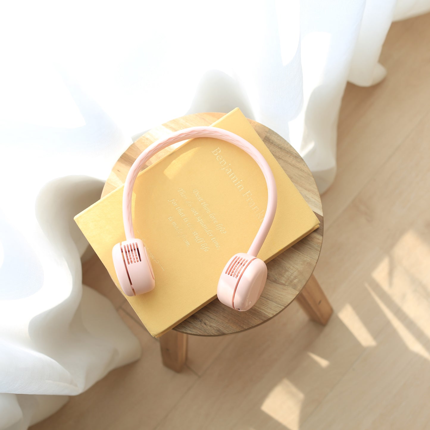 Bladeless Neckband Rechargeable Portable Fan Baby Pink