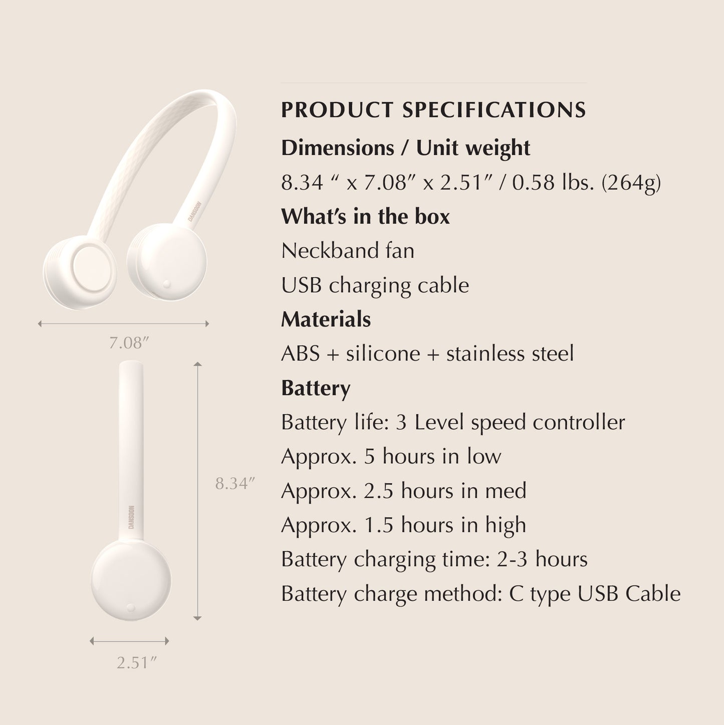 Bladeless Neckband Rechargeable Portable Fan Classic Blue