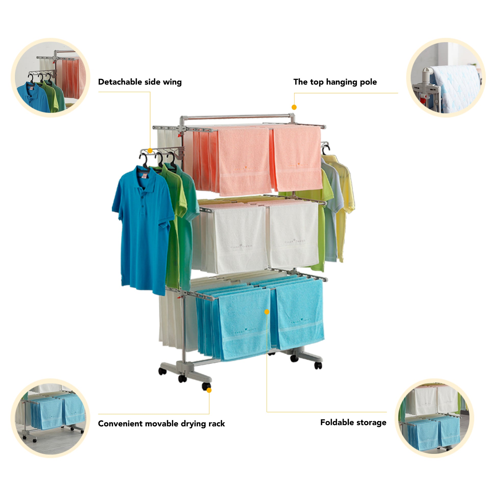 3 Layer Stainless Steel Portable and Foldable Cloth Drying Stand