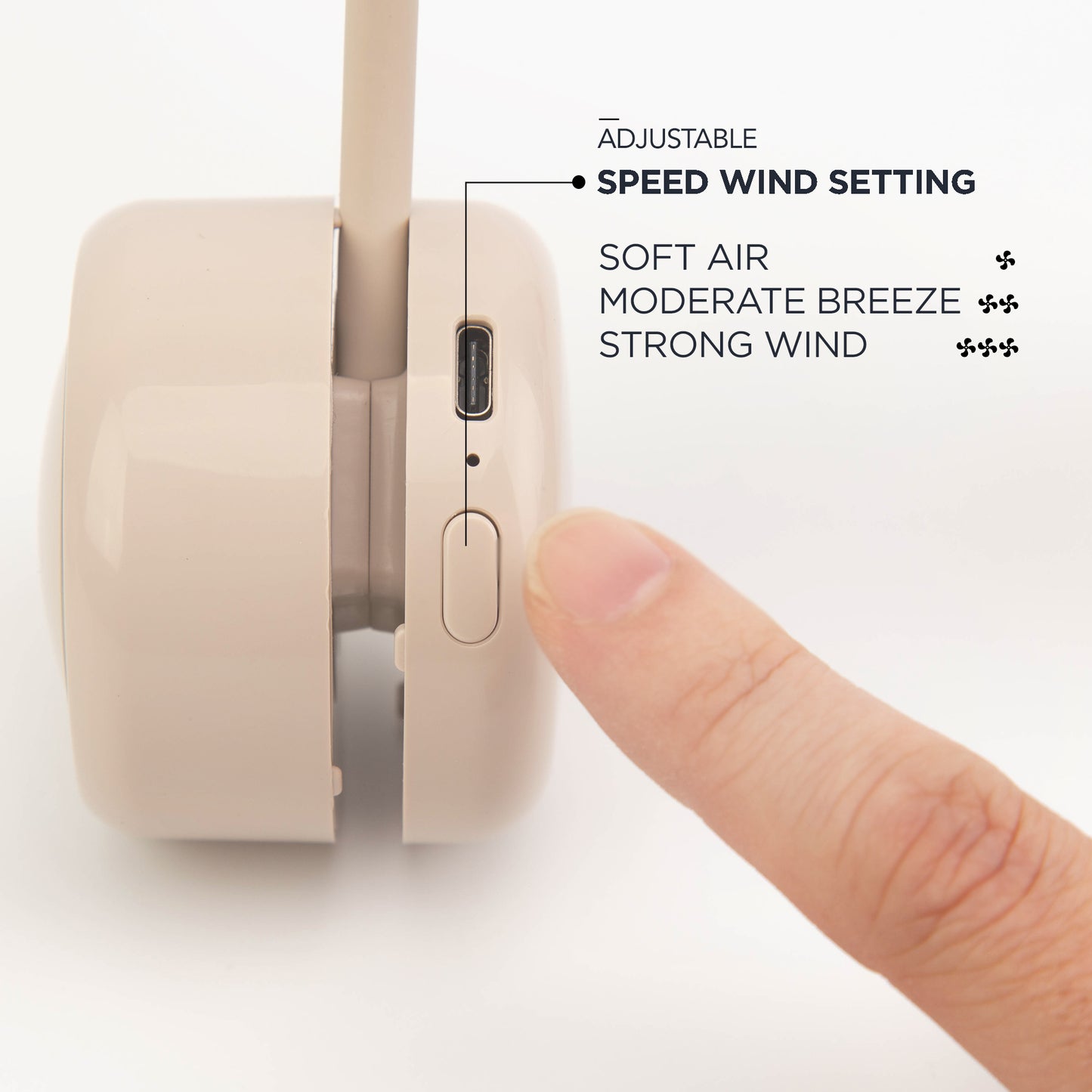 Curling  Bladeless Neckband Rechargeable Portable Fan Beige