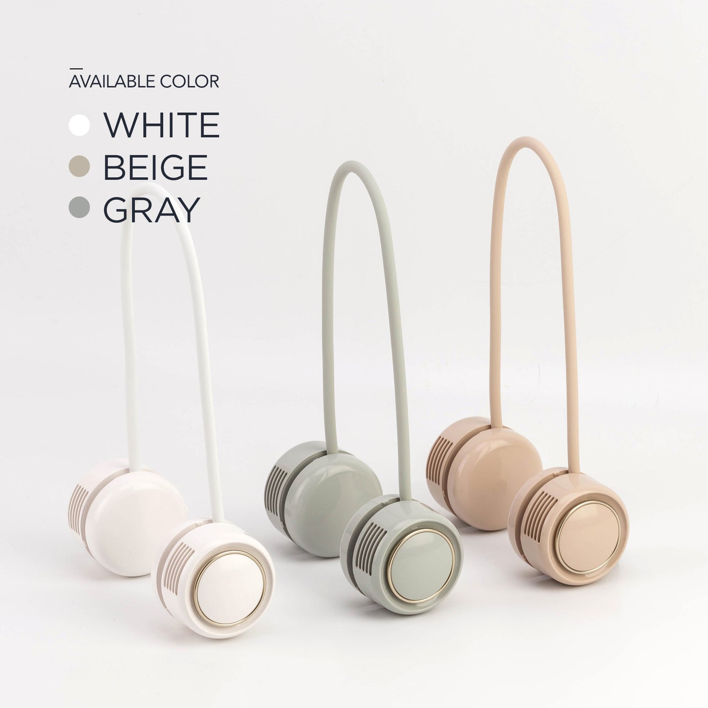 Curling  Bladeless Neckband Rechargeable Portable Fan Beige