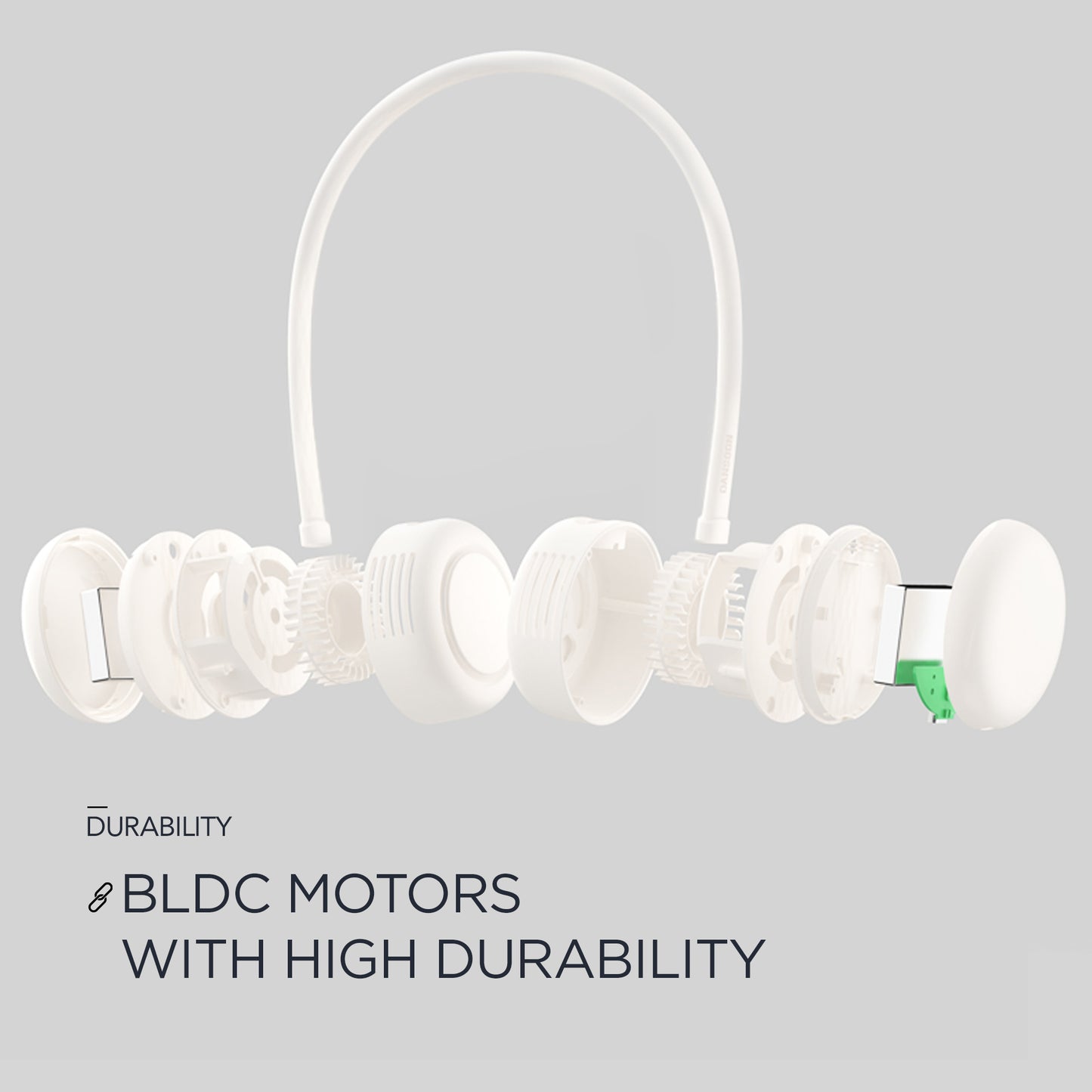 Rolling Bladeless Neckband Rechargeable Portable Fan White