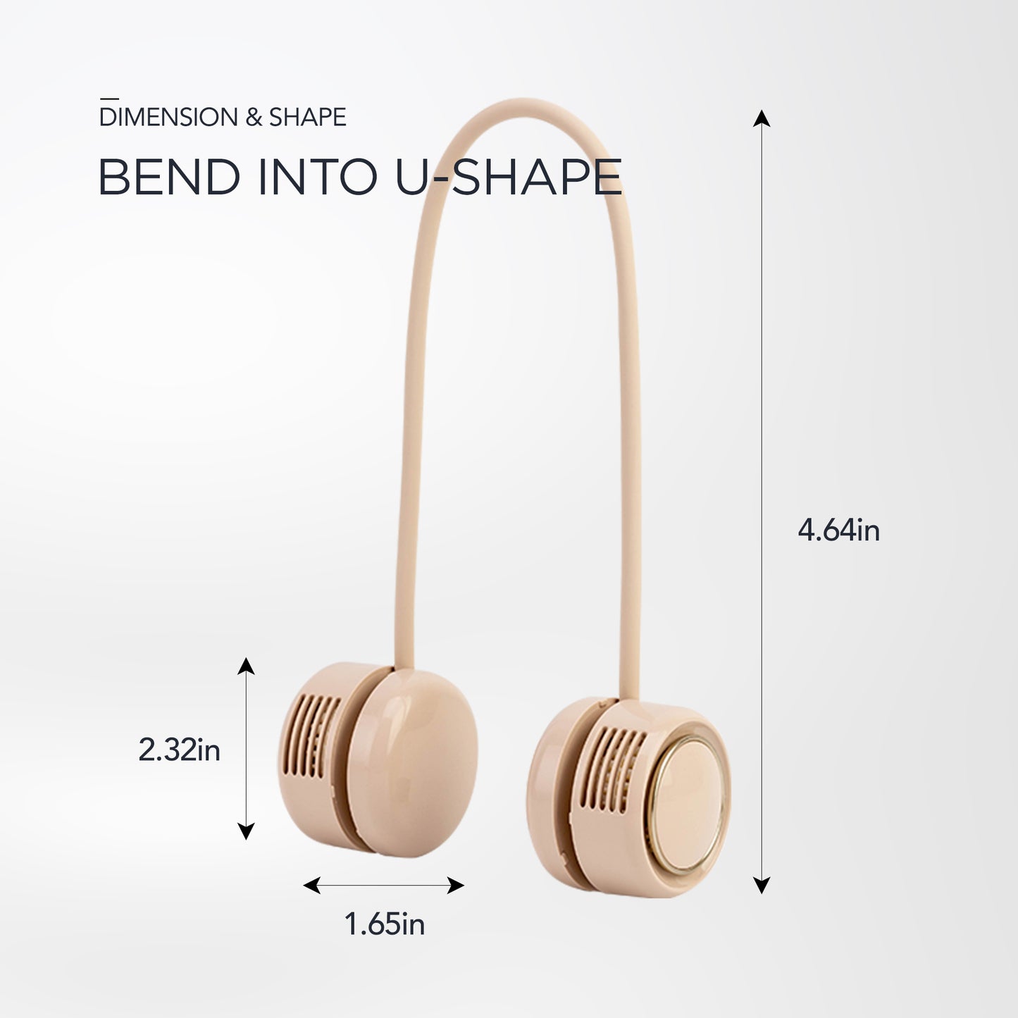 Curling  Bladeless Neckband Rechargeable Portable Fan Beige